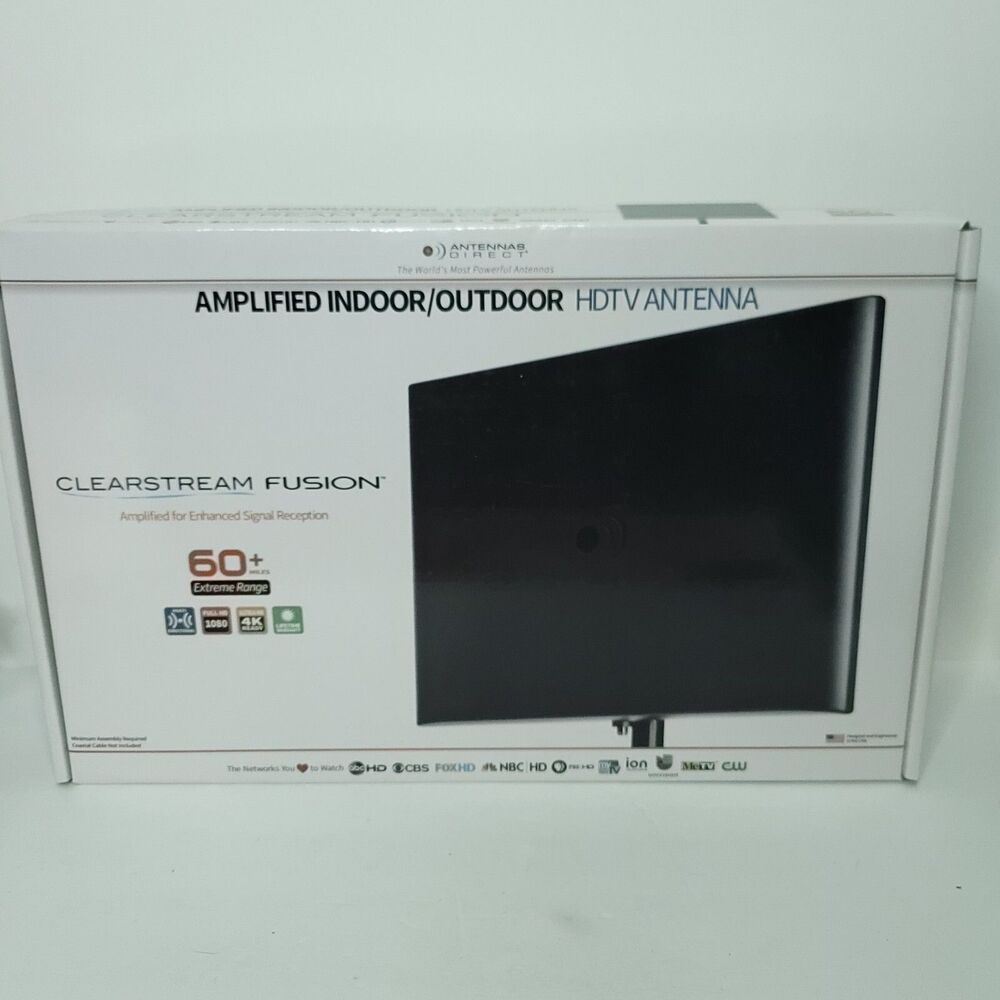 ClearStream Fusion Complete Amplified Antenna 60+ Miles Indoor/Outdoor HDTV New